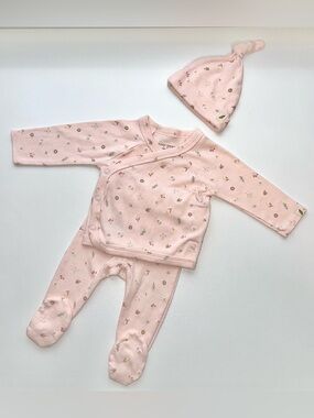 Easy-Peasy Organic Cotton 3-Piece Set Floral Printed Pink Baby Girl’s 3 Months